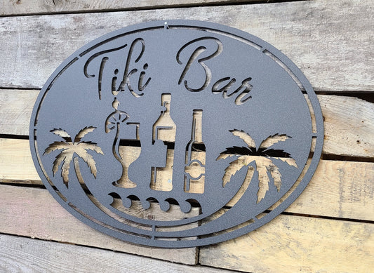 Tiki Bar Outdoor Poolside Metal Sign