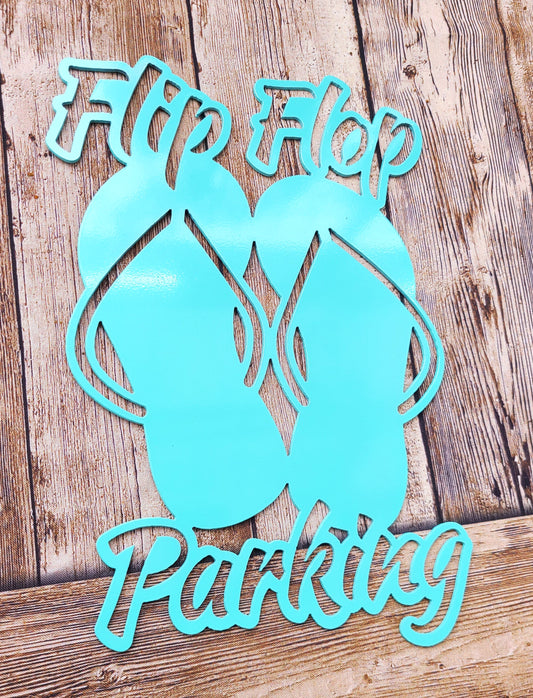 flip flop parking metal sign