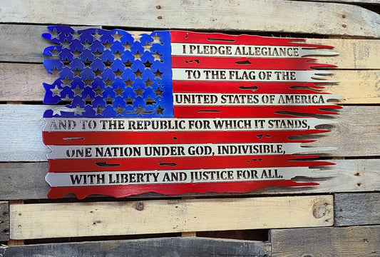 Pledge of allegiance Tattered, Distressed Battle Worn American Flag