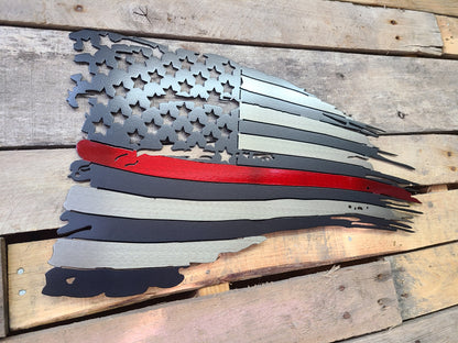 Tattered, Distressed, Battle worn thin line flag