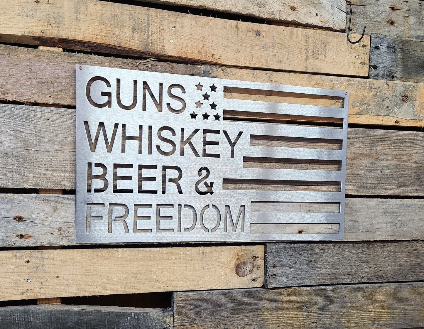 Guns Whiskey Beer Freedom Flag