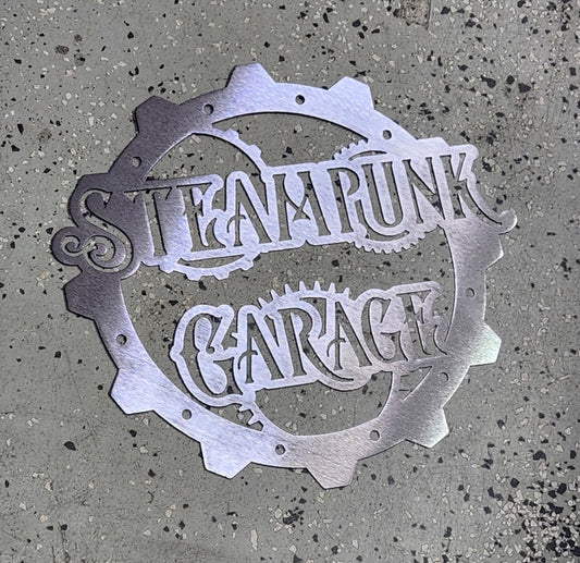 Steampunk Garage Metal Sign