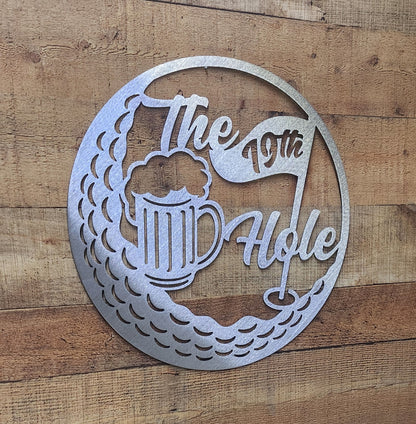 The 19th Hole Golf Sign Bare Metal