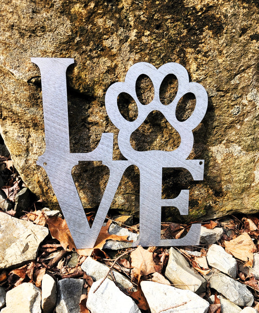 love paw metal dog/pet sign