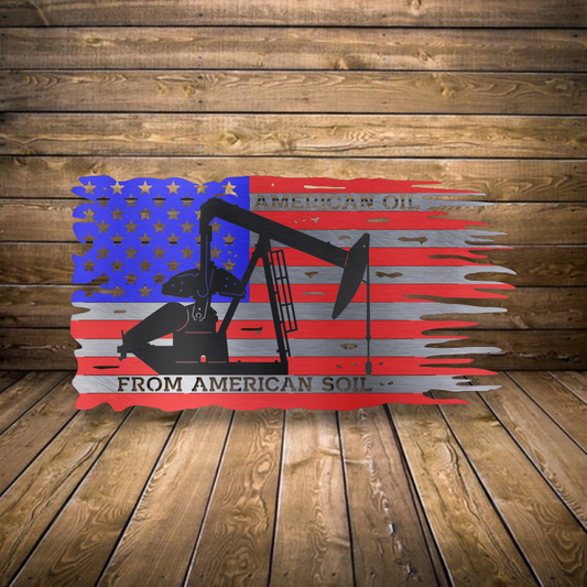 American Flag with Oil Rig - American Oil from American Soil