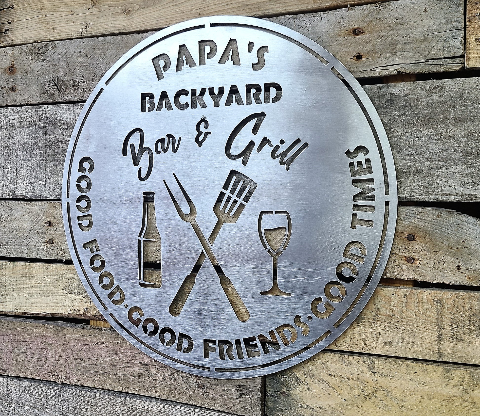 backyard bar and grill custom personalized outdoor sign