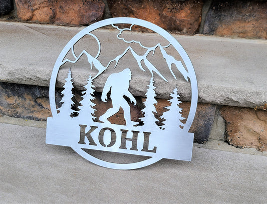 Bigfoot Sasquatch Monogram Name Sign