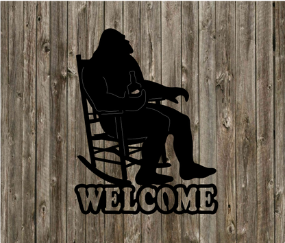 Bigfoot Sasquatch Rocking Chair Welcome Sign