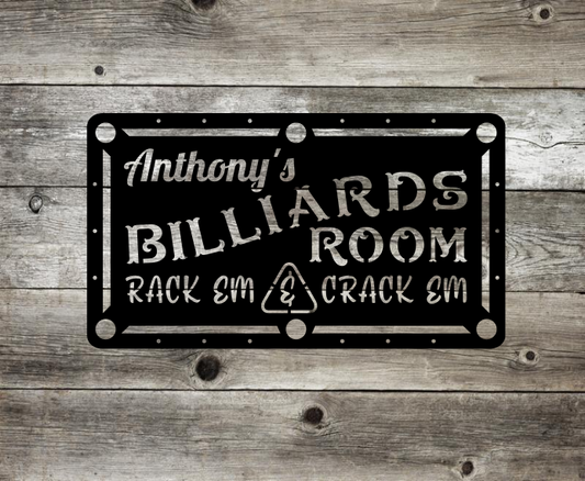 billiards room custom pool sign personalized for man cave