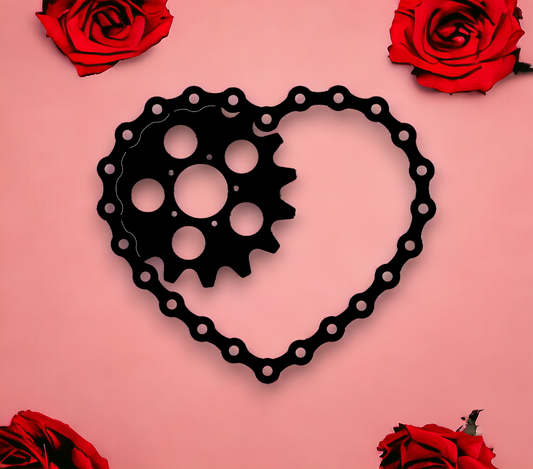 chain heart with gear, garage love sign