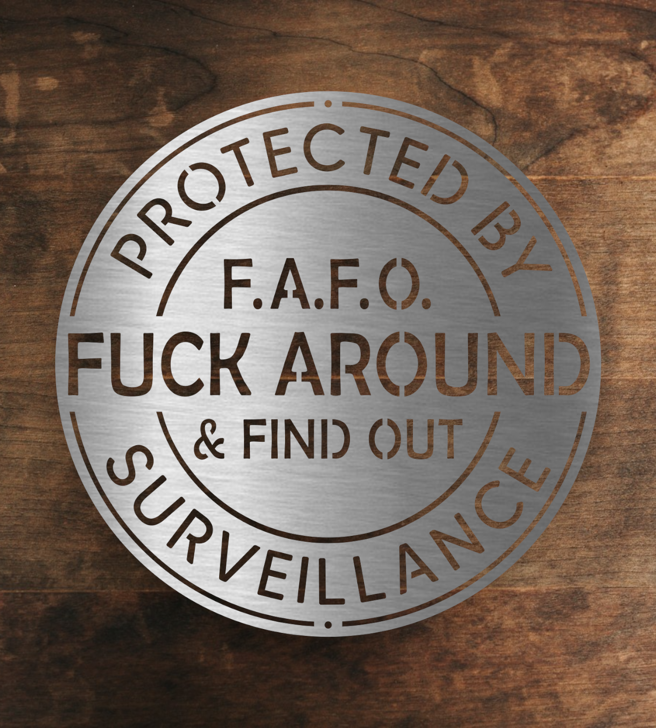 FAFO Fuck around and find out surviellience, metal sign