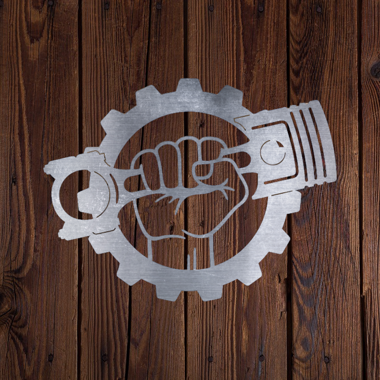 Fist & Piston Metal Garage Man Cave Sign