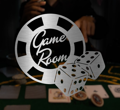 game room poker chip man cave sign