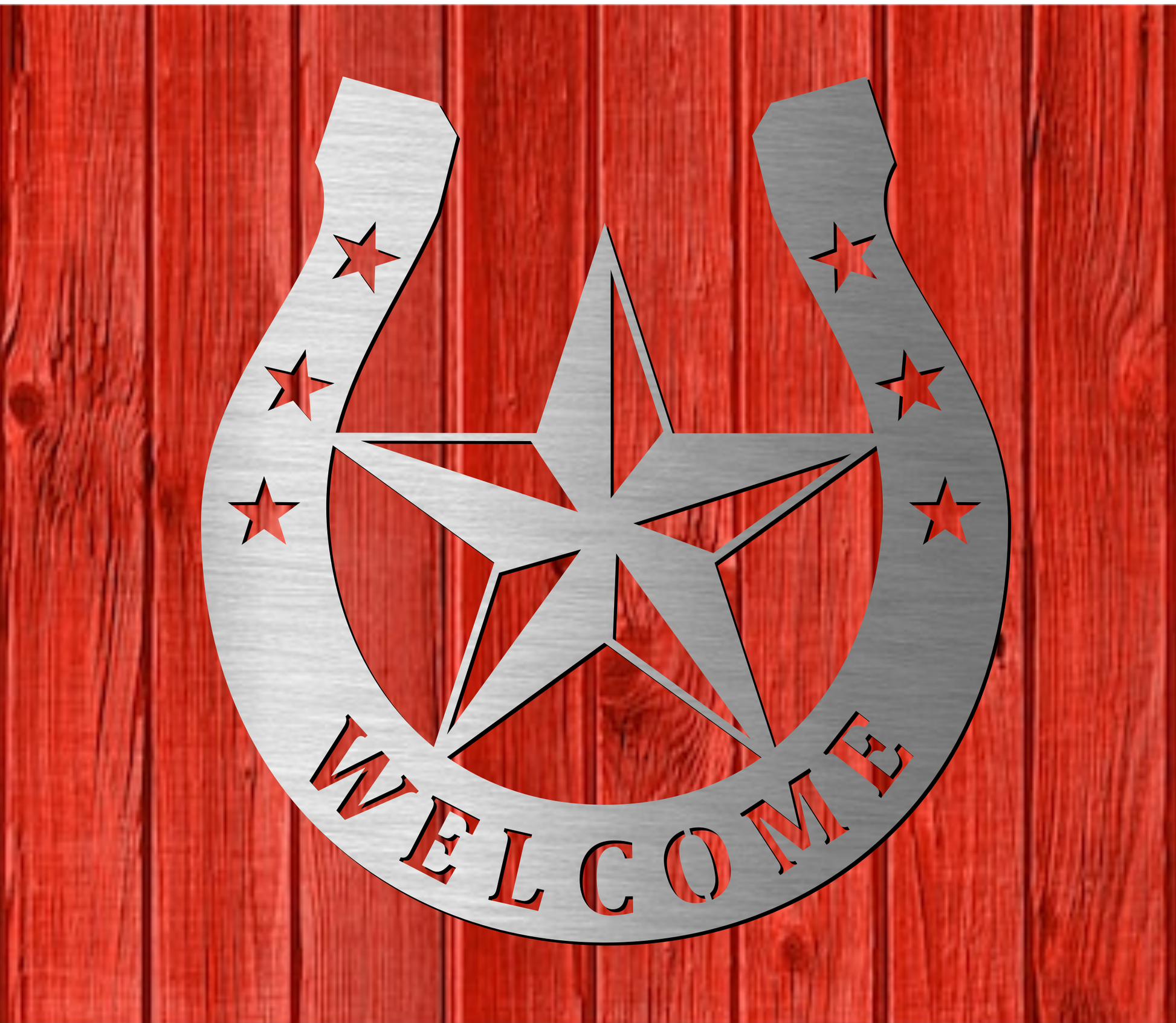 Welcome Horsehoe Star Decorative Sign