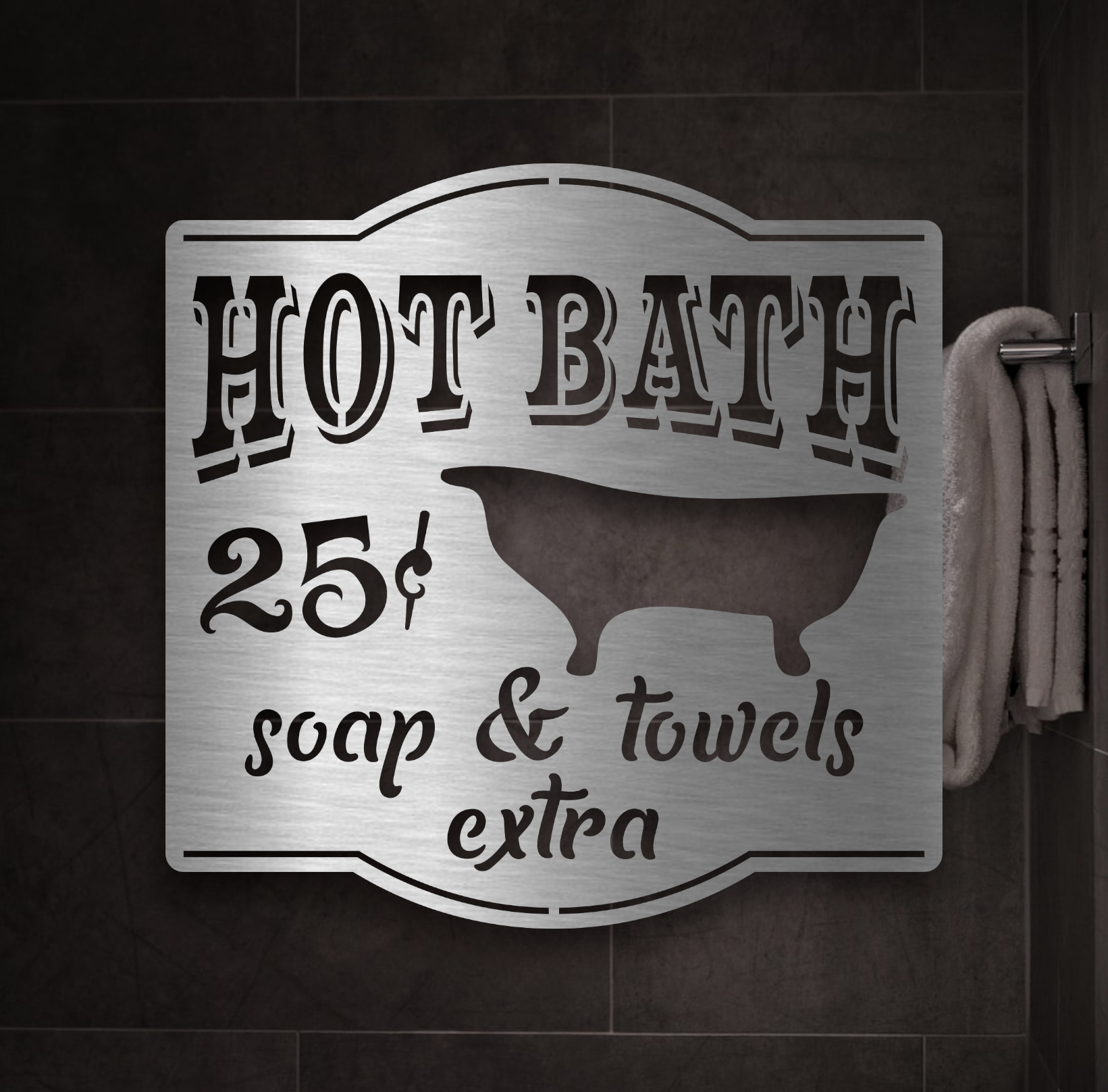 hot bath vintage bathroom home décor sign