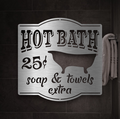 hot bath vintage bathroom home décor sign