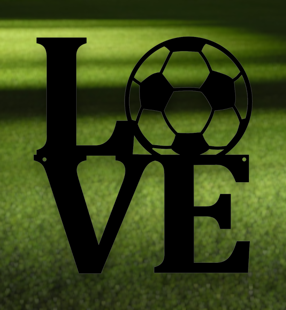 love soccer metal sign