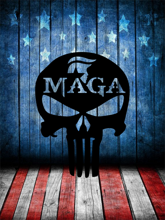 Donald Trump punisher skull MAGA make america great again metal sign