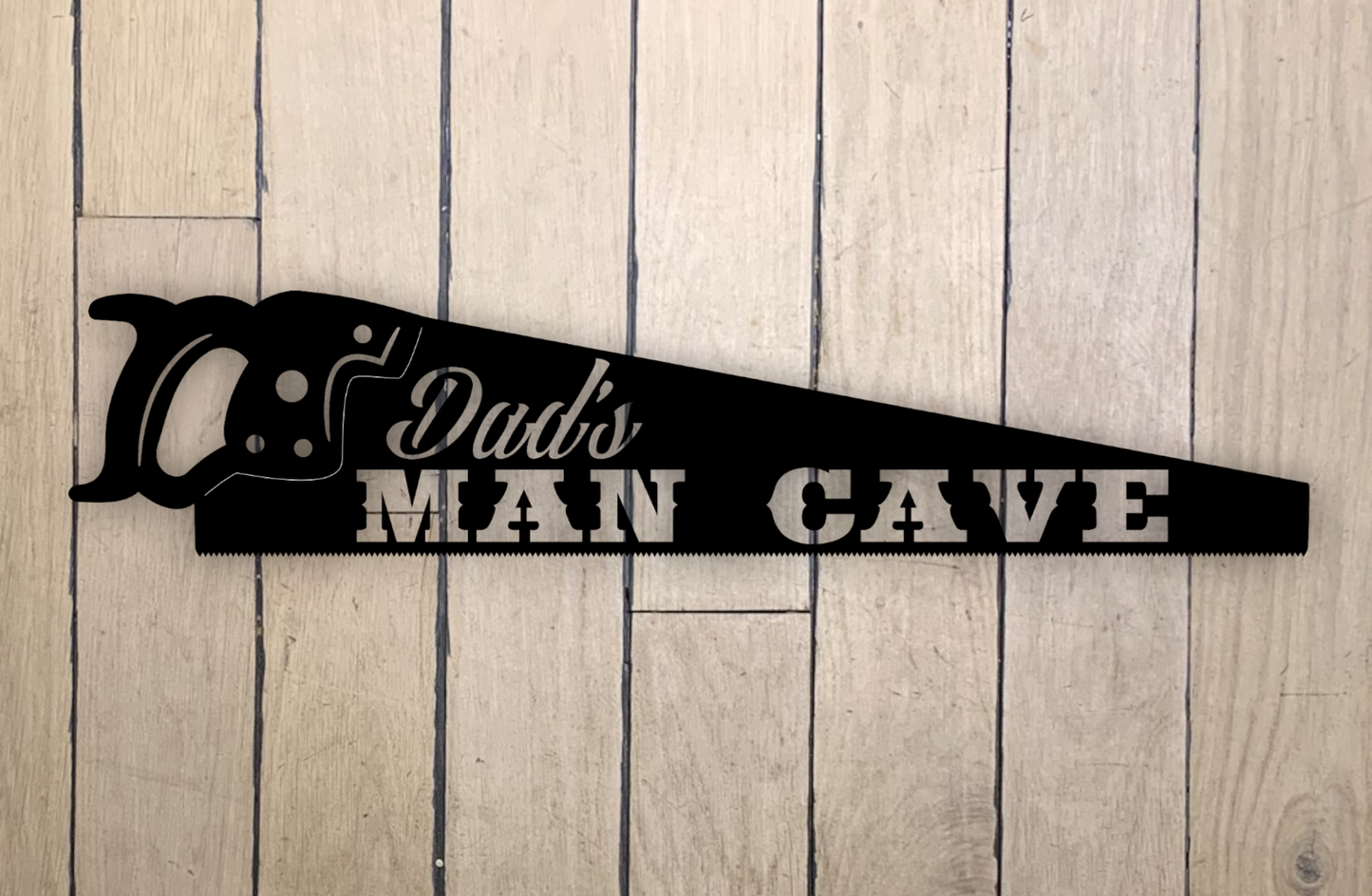 dad's man cave saw metal garage sign