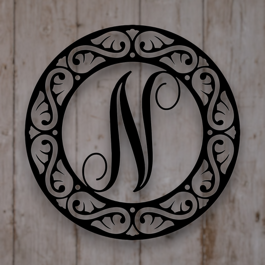 monogram round décor swirl letter