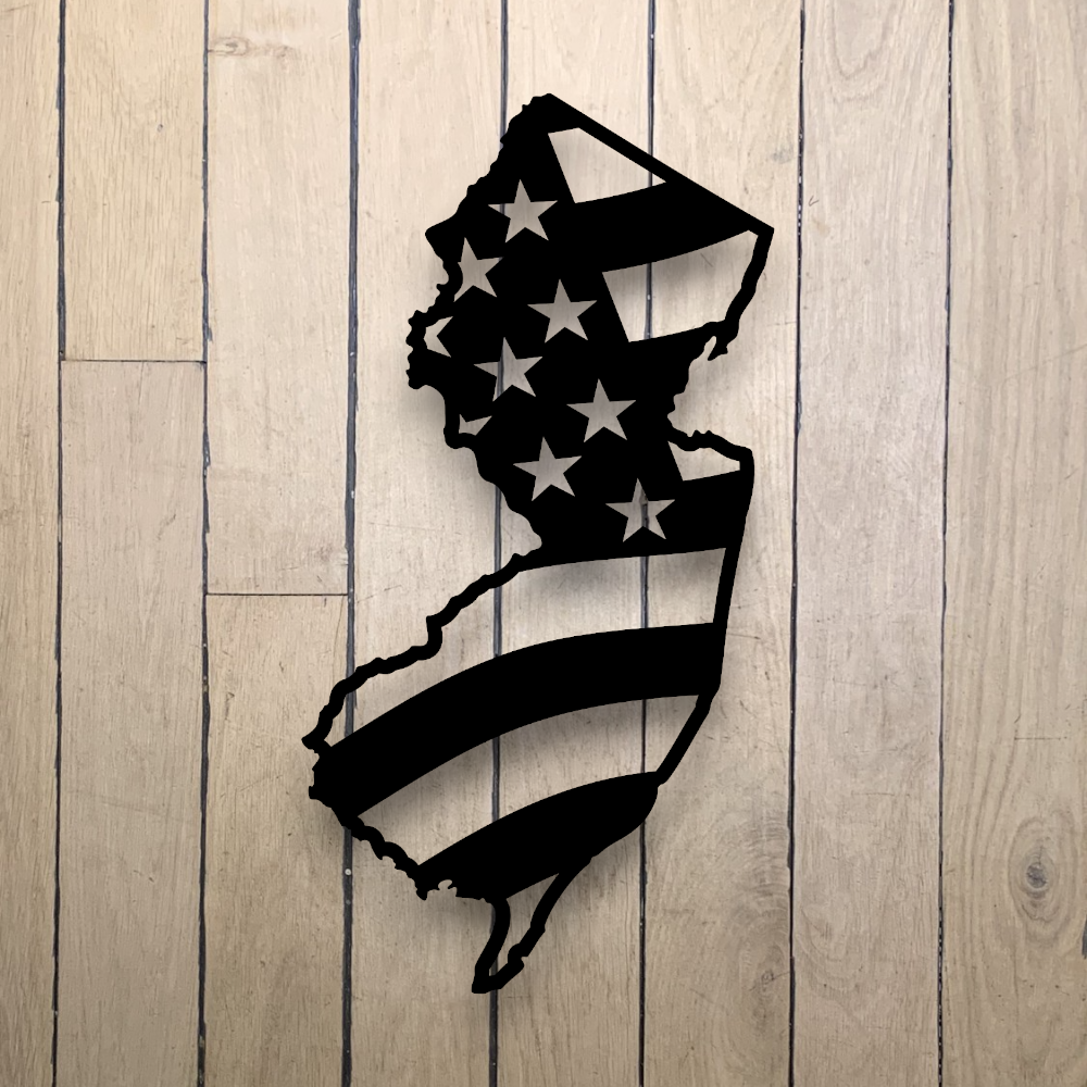 New Jersey outline flag sign
