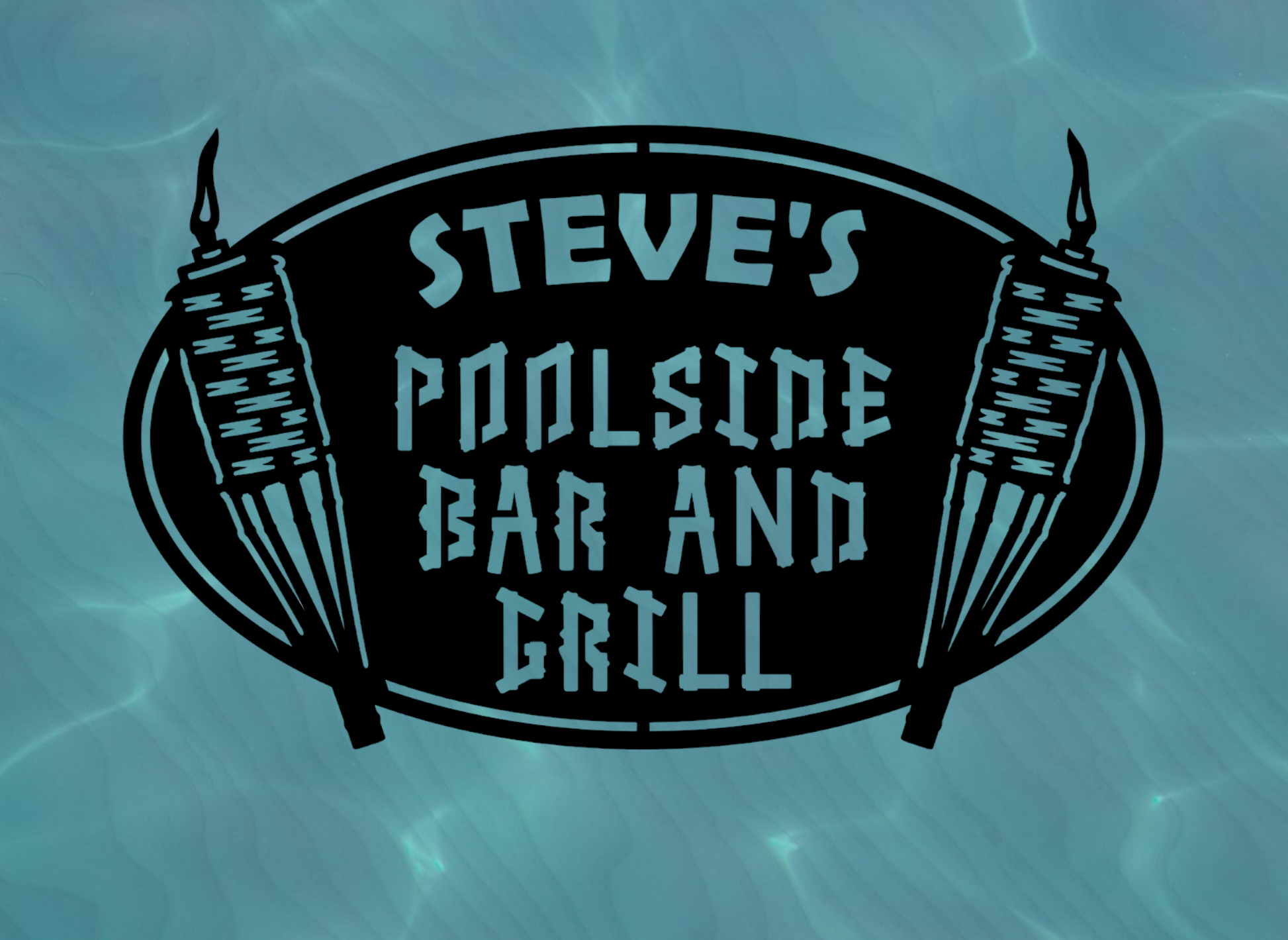 poolside bar & grill custom personalized metal sign