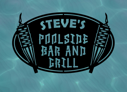 poolside bar & grill custom personalized metal sign