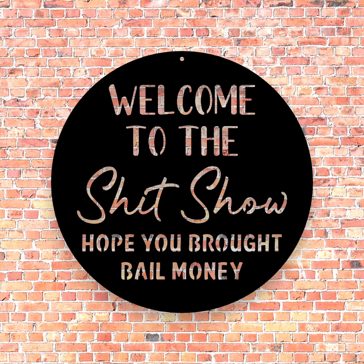 Welcome to the Shit Show, Hope your brought bail  money - funny metal sign