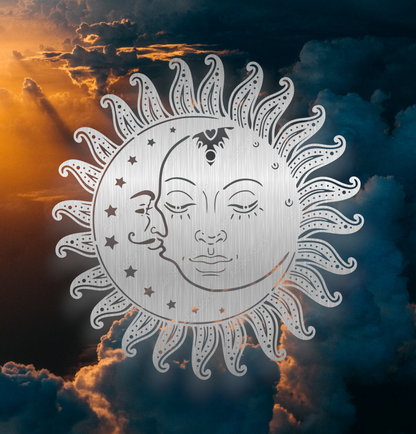 Sun and moon metal art décor
