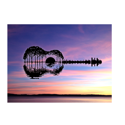 Sunset Lake Reflection Guitar