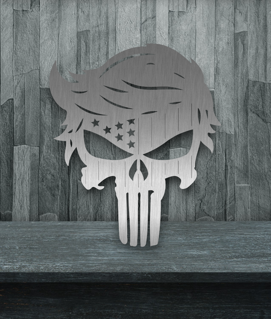 Trump punisher skull flag with hair