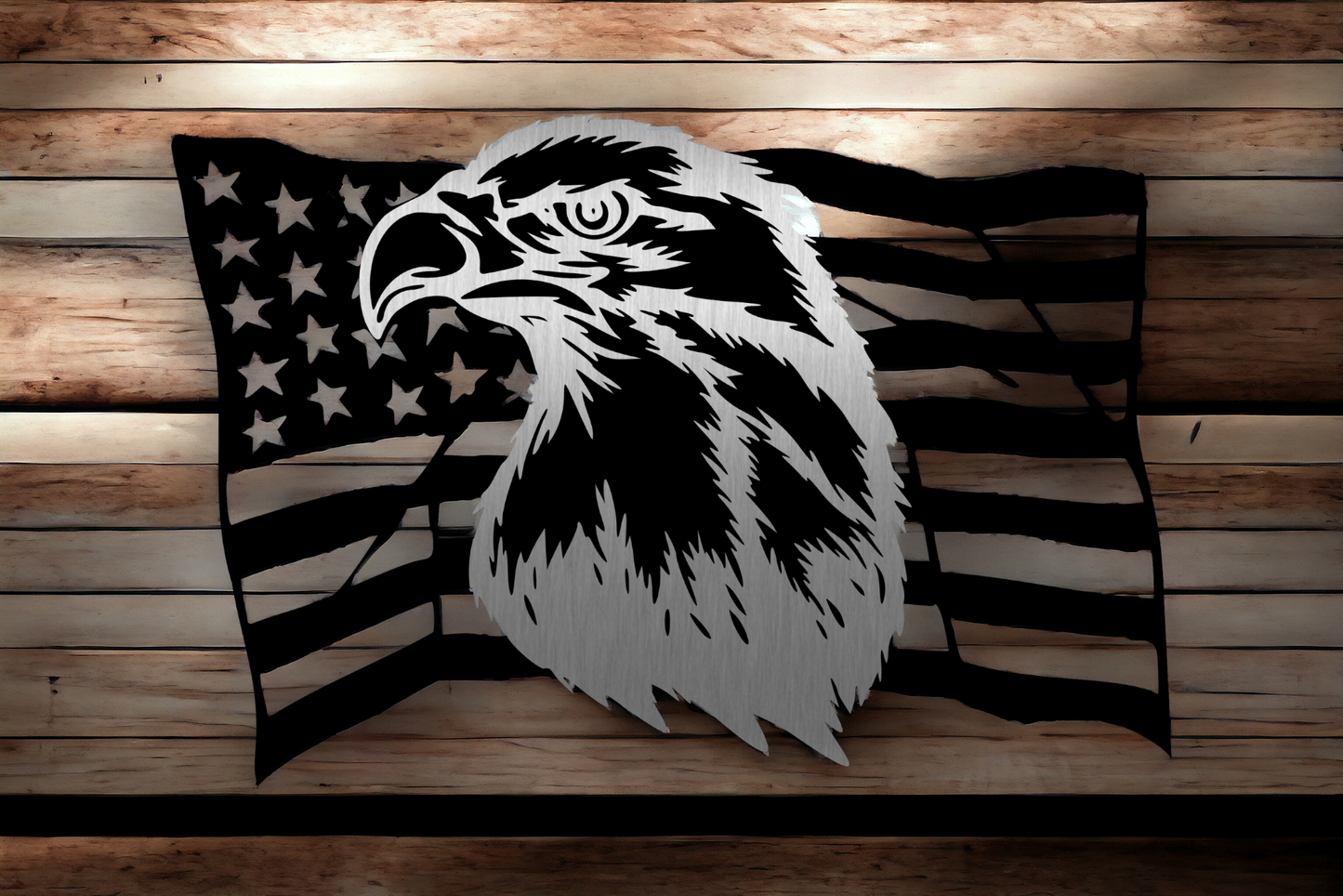 Waving American flag with eagle head