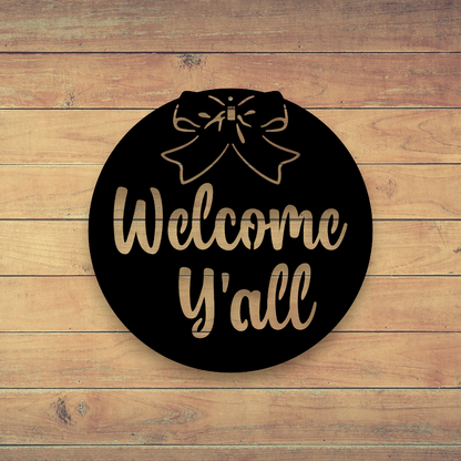 welcome yall with bow home décor farmhouse sign