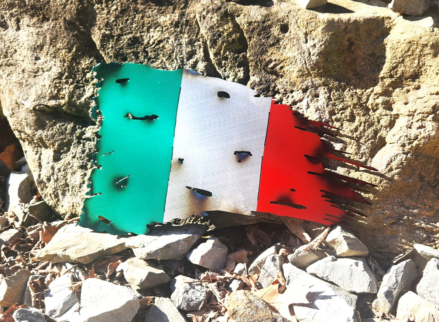 Tattered, Battle Worn, Distressed Flag of Italy/Italian Flag