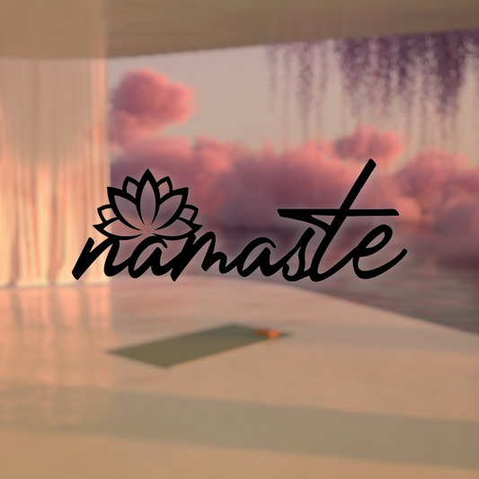 Namaste word with lotus decorative metal yoga meditation sign